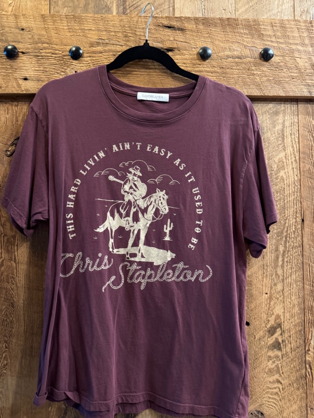 Daydreamer  Plum Graphic Tee with Cream Print